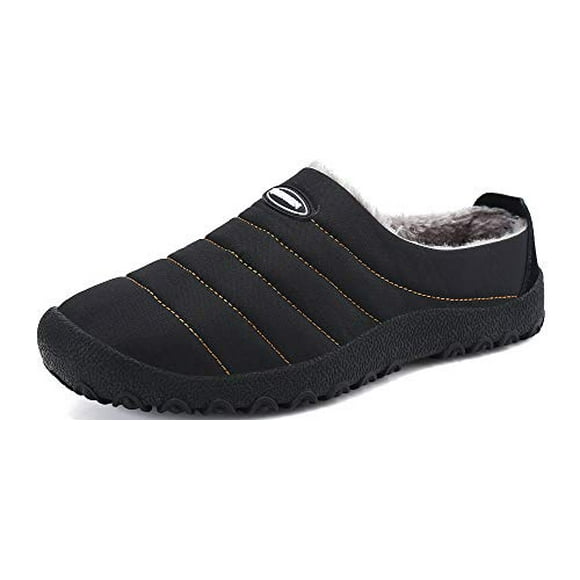 UBFEN Pantoufles d'Hiver Chaudes pour Hommes et Femmes avec Doublure en Peluche, Chaussures de Maison à Enfiler avec Semelle en Caoutchouc Antidérapante pour Intérieur Extérieur 14 Femmes/12 Hommes A Noir