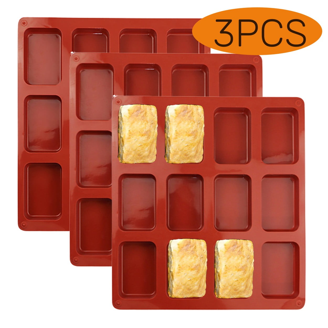 Mini Loaf Pan, Silicone 12 Cavities Bread Baking Pan, Food Grade Non