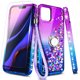 thumbnail image 1 of Funda transparente con purpurina para iPhone 14 Pro Max, suave y brillante, antigolpes, morada y azul., 1 of 6