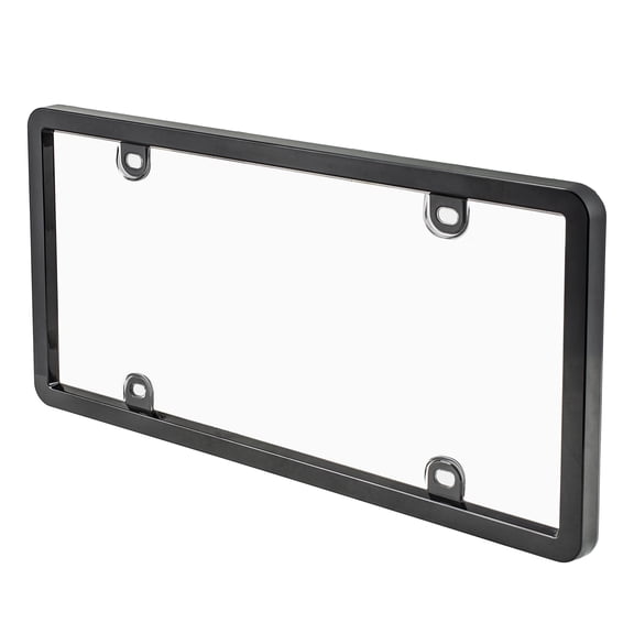 Custom Accessories Deluxe Heavy-Duty Metal License Plate Frame and Cover, Clear-Black