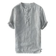 thumbnail image 2 of TIHLMK Mens Tshirts Summer Men's Cool Thin Breathable Stripe Button Cotton Shirt Short Sleeve, 2 of 3