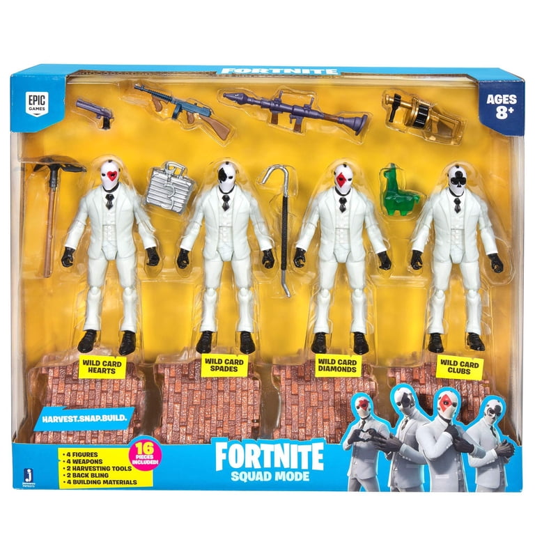 Fortnite Squad Mode 4 Figure Pack, Wild Card Action Figures with