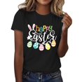 thumbnail image 4 of Outfmvch Chemises de Pâques pour Femmes, Chandails en Molleton à Col Rond pour Femmes, Chemises à Manches Courtes pour Femmes, Hauts de Sortie pour Femmes, T-Shirt à Manches Courtes à Col Rond à la Mode, T-Shirts Graphiques pour Femmes Noir 2 2TG, 4 of 5