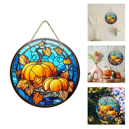 

Small Thanksgiving Pumpkin Door Sign Acrylic Maple Leaf Wreath With Hanging Rope Hanger Decoration For Farmhouse Home Window Wall Party Indoor String Beads for Decorating Swinging Car Ornament for