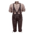 thumbnail image 4 of Lispipm Men Lederhosen Adjustable Strap Oktoberfest Outfit Traditional Retro Trousers for Beer Festival Daily Wear Brown M, 4 of 5
