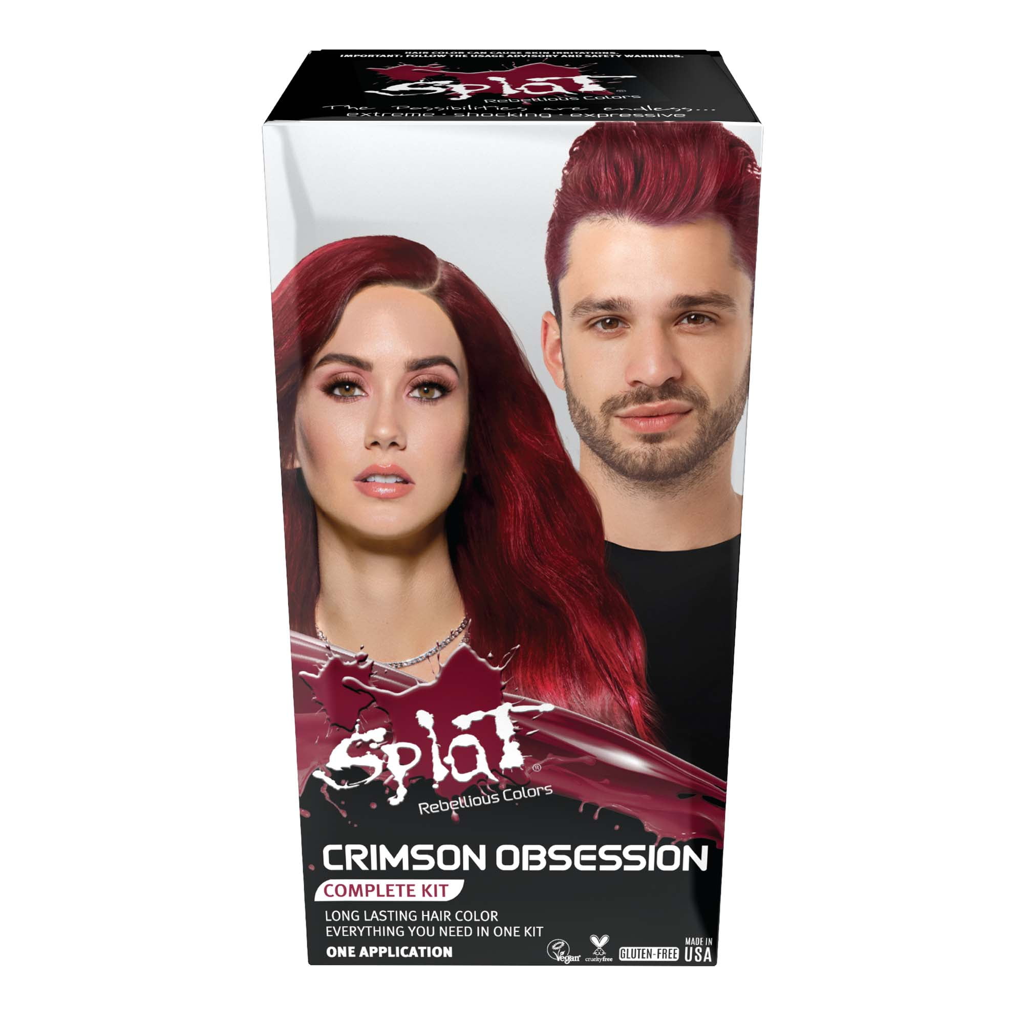 Splat Complete Kit, Crimson Obsession, Semi-Permanent Red Hair Dye with  Bleach 