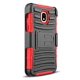 thumbnail image 3 of For Samsung Galaxy J3 2018 / J337 / Achieve / Express Prime 3 / Star Belt Case, Shockproof Heavy Duty Rugged Holster Locking Swivel Belt Clip Full Body Case Cover Shell & Kickstand Combo Red, 3 of 4