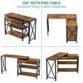 thumbnail image 4 of DWVO 360° Free Rotating Sofa Side Table, Mobile Couch Desk with Storage Drawer and Shelves, Movable Snack Table for Home Office, Rustic Brown, 4 of 7
