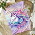 thumbnail image 5 of Rainbow Unicorn Blanket, 60 x 50 Inches Soft Fuzzy Blanket for Girls, Cozy Kids Blanket, Warm Flannel Throw Blankets Bed Bedding Room Decor, Camping, Travel, Chair, 5 of 6