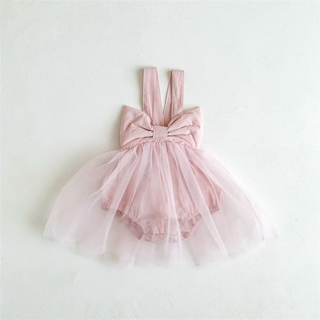 

NIUREDLTD Baby Girls Cotton Spring Summer Bow Tie Solid Sleeveless Tulle Romper Bodysuit Dress Clothes