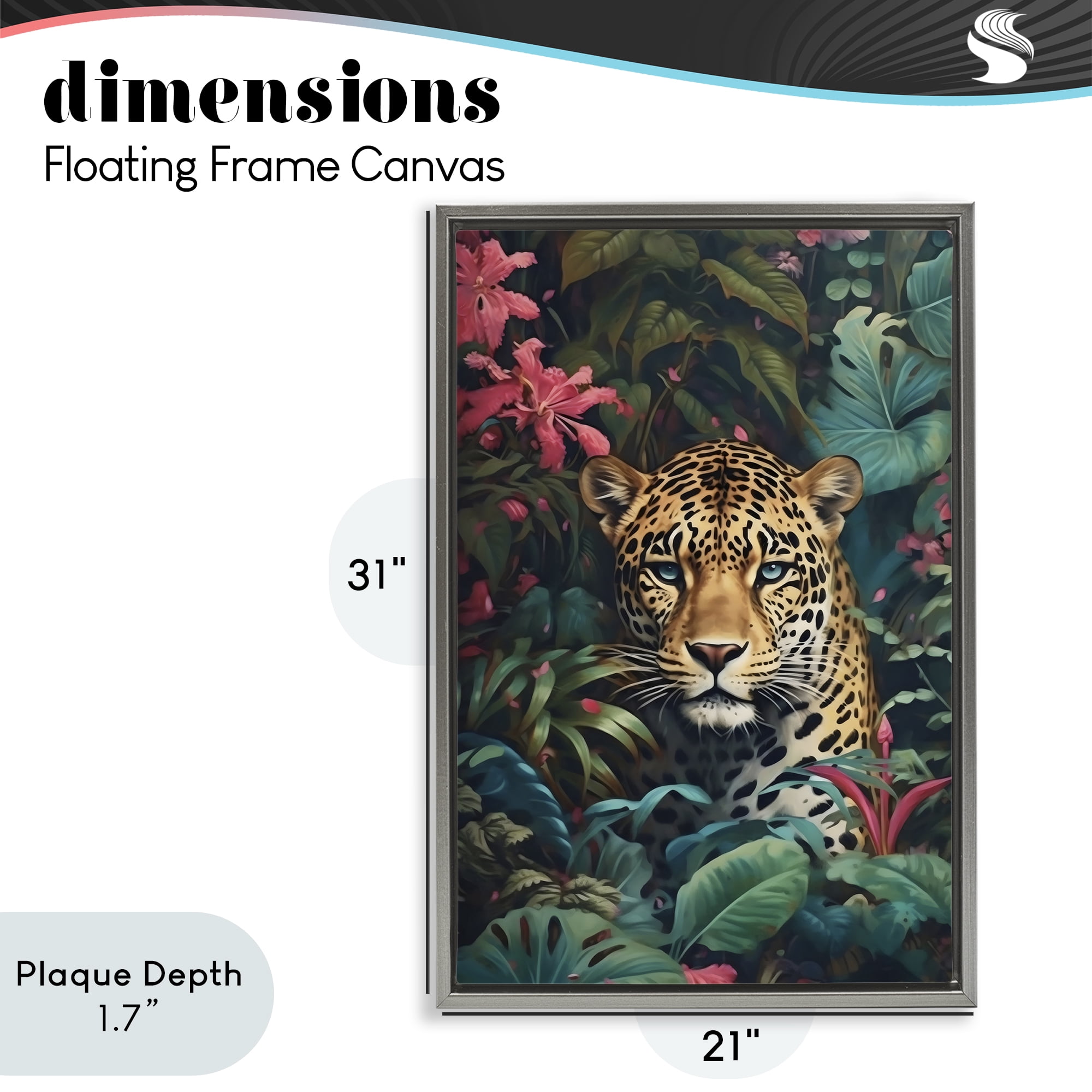 Stupell Industries Jaguar with Silent Emerald Gaze Gray Framed Floater Canvas Wall Art, design by Creative Studio
