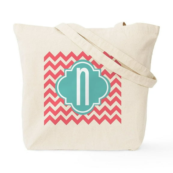 CafePress - Letter N Zigzag Stripes Monogram Tote Bag - Unisex Canvas Tote Bag, Beige, 1-Piece