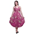 thumbnail image 1 of Bimba Floral Ladies Printed Resort Midi Drawstring Dress Spaghetti Strap Beach Wear-XX-Large, 1 of 1