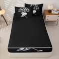 thumbnail image 4 of Erosebridal Sport Graphic Pattern Zipper Full Size Comforter Sets with Fitted Sheet and 2 Pillowcases,Hockey Player Print Zipper Bedding Set,Black White,Black Reversible, 4 of 6