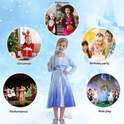 Jurebecia Snow Queen Princess Dress up Costume for Girl Birthday Party Blue Dresses up Little Girls Christmas Halloween Cosplay Costume with Accessories 6T 4-5 Years