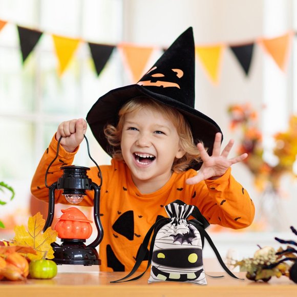 Linterna de calabaza de Halloween | Centro de mesa iluminado y cuenco para dulces | Decoración espeluznante para el hogar, el jardín y fiestas | Decoración de terciopelo reutilizable