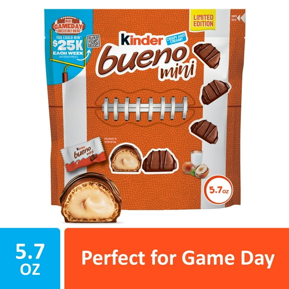 Kinder Chocolate Mini Bars with Hazelnut Filling, Chocolate Candy Bars for Game Day, Football Party Supplies, Snacks for Adults, 5.7 oz.