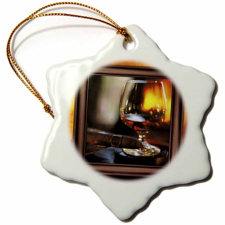 3dRose Cognac and Cuban Cigar - Snowflake Ornament,