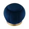 thumbnail image 3 of Posh Living Nicole Miller Zara Modern Velvet Ottoman in Navy Blue/Gold, 3 of 8