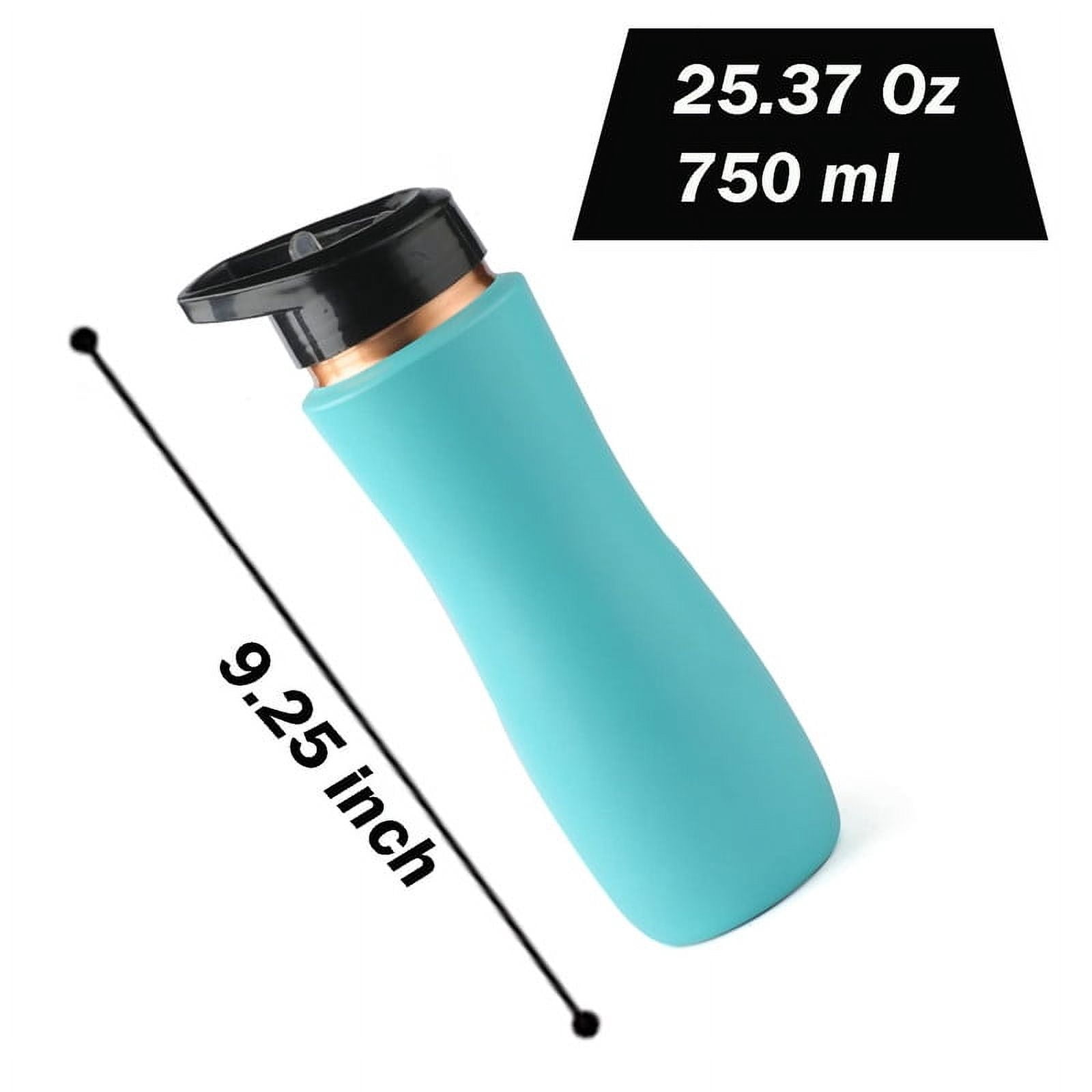 Perilla Home 100% Aqua Blue Pure Copper Bottle With Sipper & Lid 25.37 Oz Ayurvedic Bottle With Leak Proof Contains Health Benefits For Drinking Water For Men Women Gym Yoga Indoor Outdoor Office