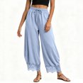 thumbnail image 6 of QGJZVUNL Lace Trim Wide Leg Pants for Women High Waisted Palazzo Pants Drawstring Sweatpants with Pockets Size S, 6 of 6