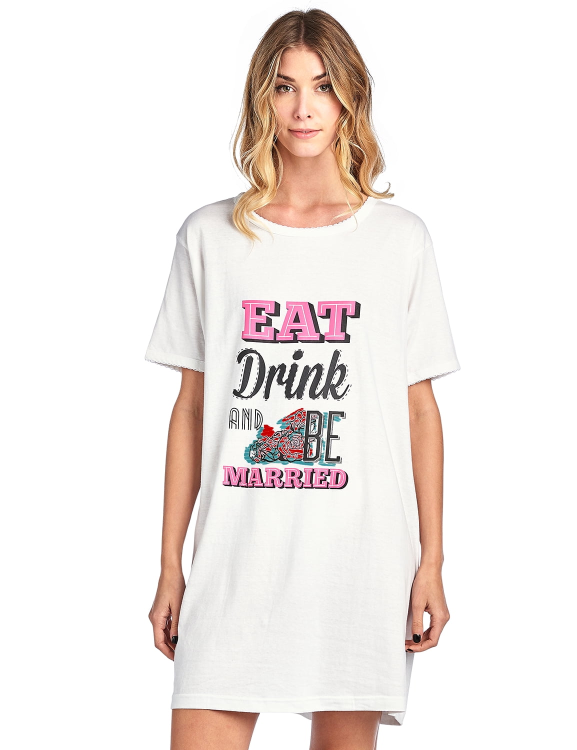Casual Nights Womens Short Sleeve Printed Scoop Neck Sleep Tee