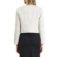 thumbnail image 3 of INSPIRE CHIC Women's Plaid Collarless Button Front Crop Tweed Blazer Jacket 2XL Beige White, 3 of 5