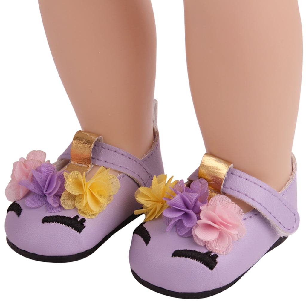 Charming Floral Casual Shoes Sandal for 18inch American Doll Dress Up Pink 