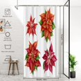 thumbnail image 5 of Vintage Red Christmas Poinsettia Decor Shower Curtain, Polyester Shower Curtain for Shower Stall Bathroom Waterproof with 6 Hooks 36x72 Inch, 5 of 6
