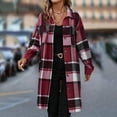 thumbnail image 5 of CHUMUD Womens Flannel Long Plaid Shacket Jacket Long Sleeve Lapel Boyfriend Button Down Coats Fall Winter Fashion Outfits, 5 of 6