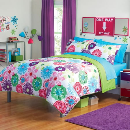 your zone reversible floral Reversible Comforter set, white