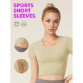 thumbnail image 3 of Top-kevin Women'S Athletic Crop Top with Cross-Back Design and Built-In Bra Pads - Short Sleeve Activewear for Running, Yoga, Cycling - Breathable, Stretchy, Purple, Cycling Top, 3 of 10