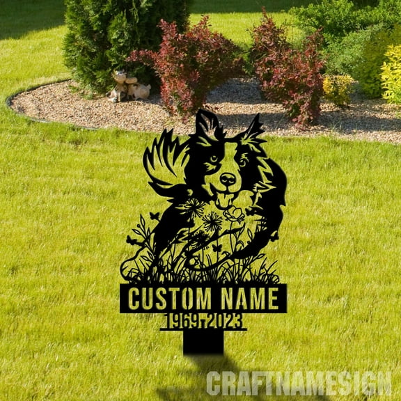 Craftnamesign Custom Border Collie Memorial Stake, Dog Memorial Plaque, Pet Grave Marker, Pet Loss