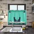thumbnail image 4 of Yayeee Kitchen Curtains Tier Pair Light Filtering 27"x24" Rod Pocket Short Cafe Window Panel, Green Cat, 4 of 7
