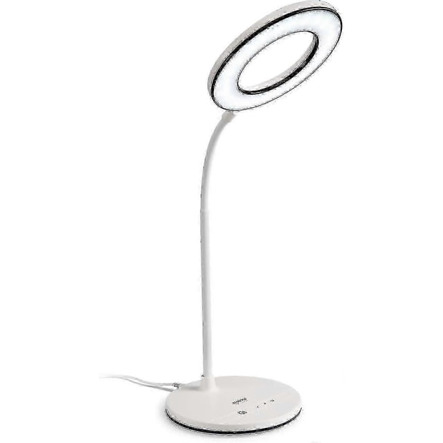 Miady Led Desk Lamp 6w 48 Leds Table Lighting, 3 Color Temperatures X 4 Brightness Modes, Eye-caring, Dimmable Office Gooseneck Lamp With Adapter, Sen