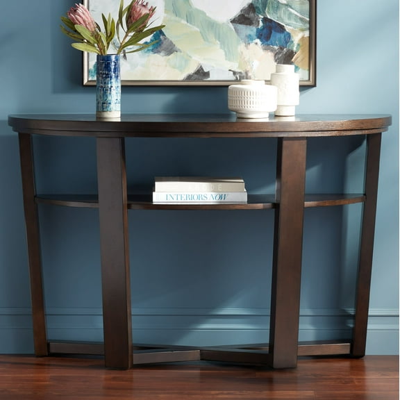 Elm Lane Conrad Modern Rich Wood Console Table 47 1/2" x 18" with Shelf Dark Brown Crisscross Leg for Living Room Bedroom Bedside Entryway Home Office