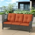 thumbnail image 6 of Meetleisure 1 piece 72.83'' Wide 3-Seat Outdoor Wicker Patio Sofa with Cushions,Orange, 6 of 10