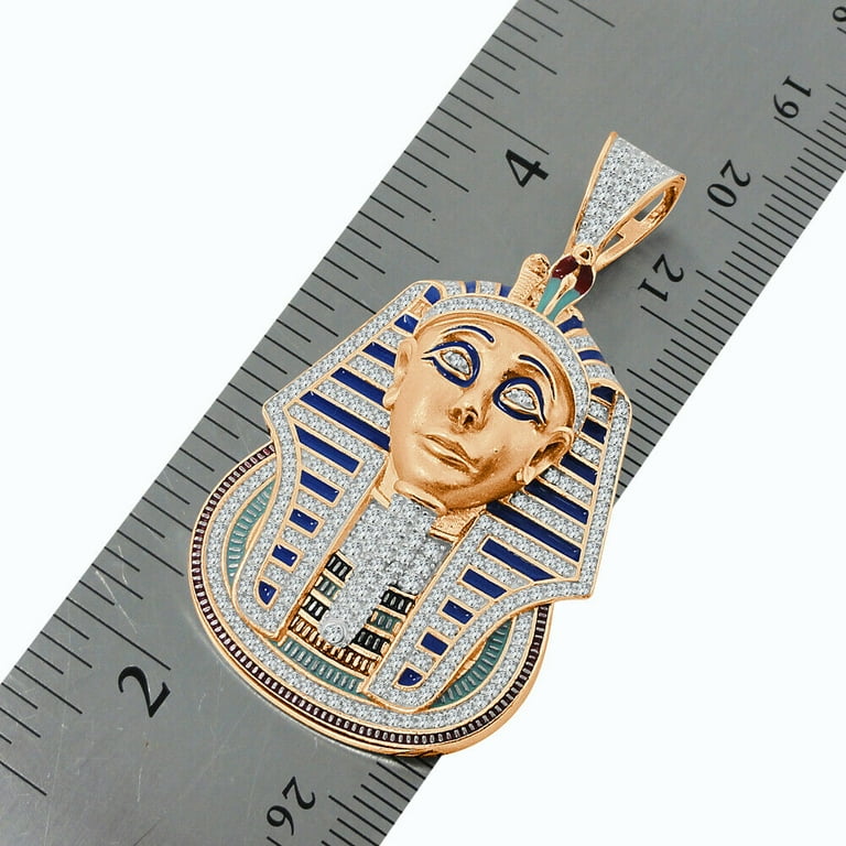 25+ Grams Multi Tone 14K popular Rose Gold On Silver Egyptian Pharaoh King Charm Pendent