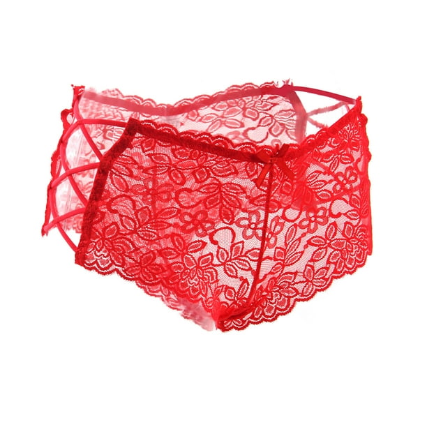 Gibobby Conjuntos de Lenceria Tanga de cintura alta para mujer ropa interior Sexy bragas de encaje tamano Sexy Plus ropa interior de encaje Rojo M Bodega Aurrera en linea