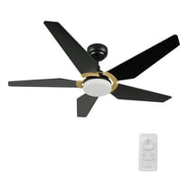 SMAAIR 52" Balck and Gold Ceiling Fan with Remote Dimmable LED Light 5 Blades
