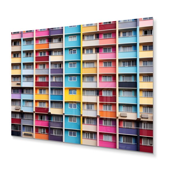 Designart "Colorful Patterns in the Cityscape II" Architecture Metal Wall Art Prints