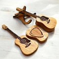 thumbnail image 4 of Wooden Guitar Pick Box Wooden Acoustic Guitar Pick Box Handmade Yellow Wood Plectrum Holder Storage Case, 4 of 5
