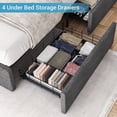 thumbnail image 5 of Full Size LED Upholstered Platform Bed Frame with 2 USB Charging Station & LED Lights Headboard & 4 Storage Drawers, No Box Spring Needed Easy Assembly, Dark Grey, 5 of 9