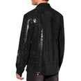 thumbnail image 3 of INSPIRE CHIC Men's Shirts Sequin Long Sleeve Button Down Sparkle Metallic Dress Shirts M Black, 3 of 5