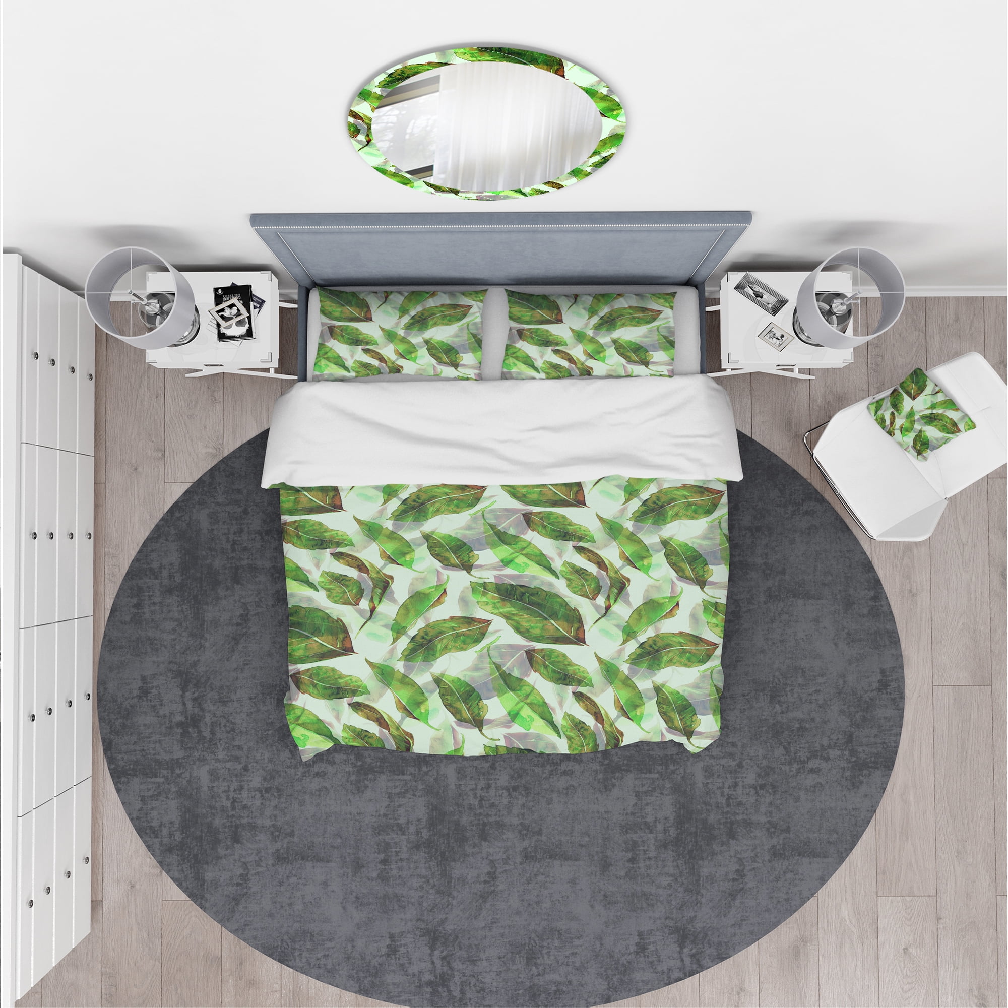 Designart 'Leaves Pattern' Modern & Contemporary Duvet Cover Set