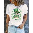 thumbnail image 1 of T-Shirt Imprimé Hibou pour la Saint-Patrick pour Femmes - Col Rond Décontracté, Manches Courtes, Mélange Polyester Confortable, Lavable en Machine, Haut d'Été Festif, Tee-Shirt de Mode Vacances Col Rond Graphique Extensible, 1 of 7