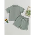 thumbnail image 4 of Wassery Infant Boys Summer Outfits 6M 12M 18M 24M 3T 4T Toddler Boys Clothes Sets Solid Color Buttons Short Sleeve Crew Neck T-Shirts and Elastic Waist Shorts 2Pcs 0-4Y, 4 of 9