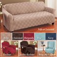 thumbnail image 3 of Collections Etc Double Diamond Form Fit Stretch Furniture Slipcover, Navy, Sofa, 3 of 4