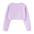 thumbnail image 3 of Povozer Toddler Girls Cardigan Sweater Bolero Shrug Kids Long Sleeve Crop Tops(Purple,9-10Y), 3 of 5
