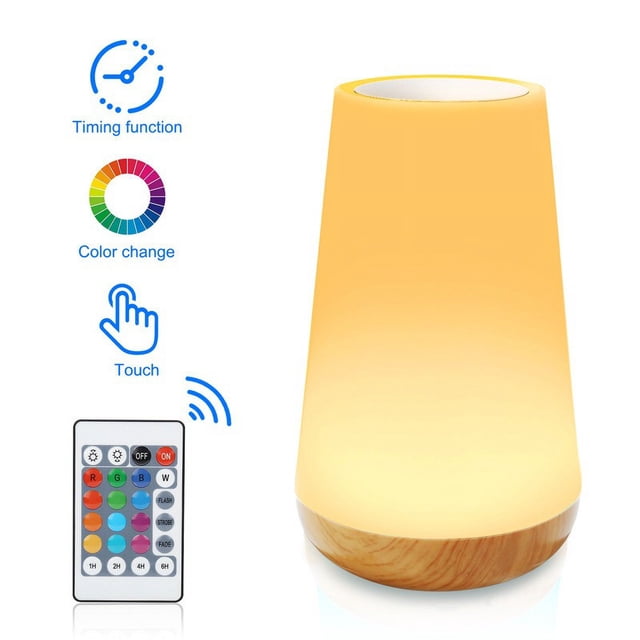 Touch Lamp for Bedroom Nightstand, LED Small Bedside Lamp with USB Ports, Dimmable Portable Battery Night Lights for Kids Baby Nursery (Beige)